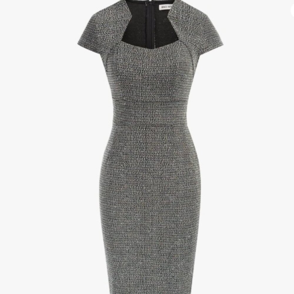GRACE KARIN Bodycon Pencil Dress - Grey Tweed XL